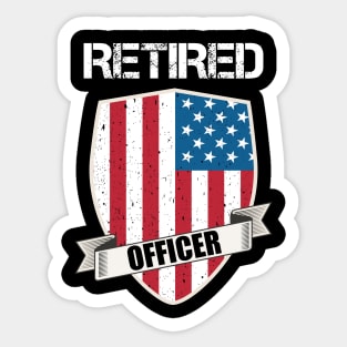 Retired Police Officer Proud Patriotic Officer American Flag Sticker
